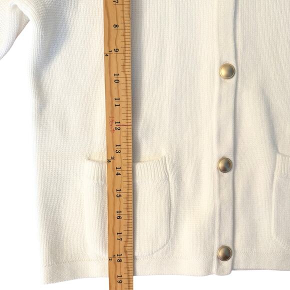Quince Women’s Organic Cotton White Cardigan XS w/ Gold Buttons & Pockets - Picture 10 of 13